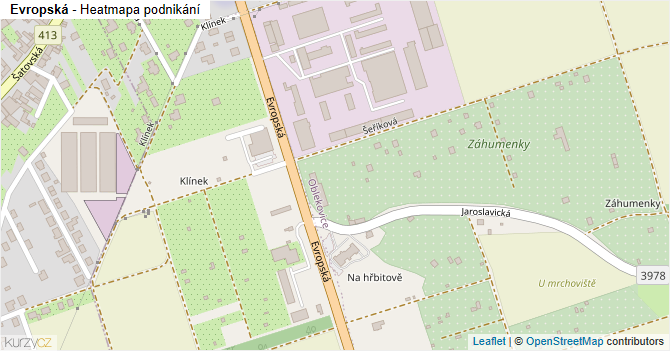 Evropská - mapa podnikání