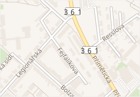 Fejfalíkova v obci Znojmo - mapa ulice
