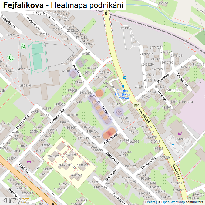 Mapa Fejfalíkova - Firmy v ulici.