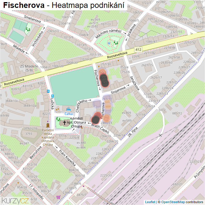 Mapa Fischerova - Firmy v ulici.