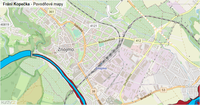 Fráni Kopečka - záplavové mapy stoleté vody