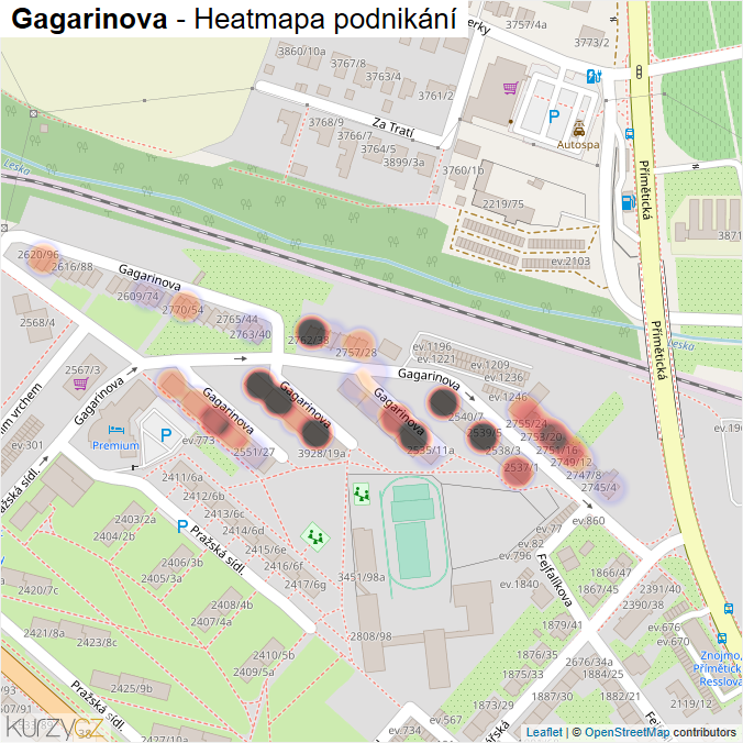 Mapa Gagarinova - Firmy v ulici.