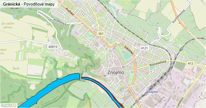 Gránická - záplavové mapy stoleté vody