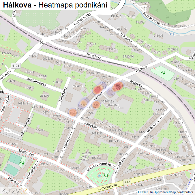 Mapa Hálkova - Firmy v ulici.