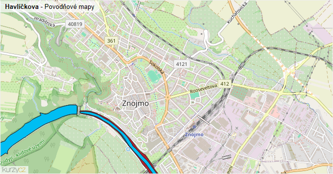 Havlíčkova - záplavové mapy stoleté vody