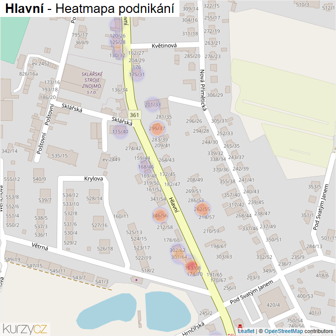 Mapa Hlavní - Firmy v ulici.