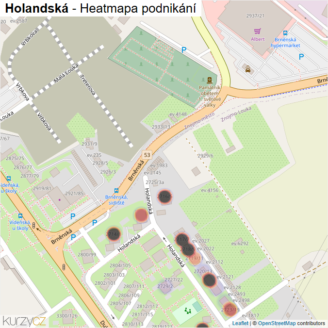 Mapa Holandská - Firmy v ulici.