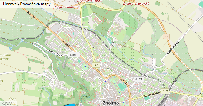 Horova - záplavové mapy stoleté vody