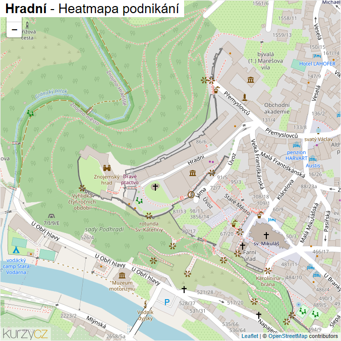 Mapa Hradní - Firmy v ulici.