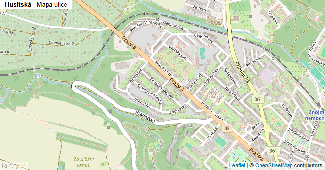 Husitská - mapa ulice