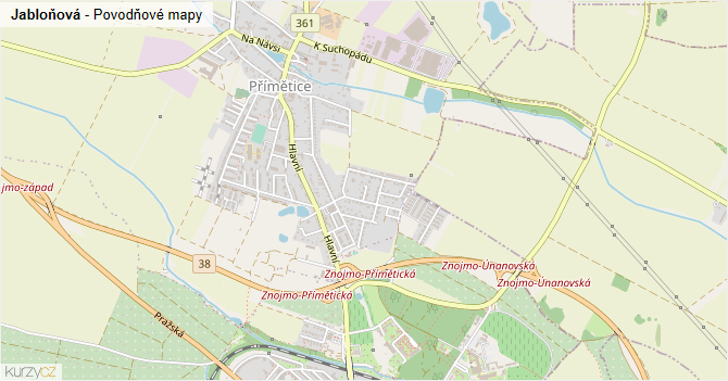 Jabloňová - záplavové mapy stoleté vody