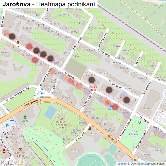 Mapa Jarošova - Firmy v ulici.