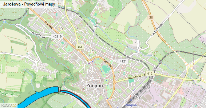 Jarošova - záplavové mapy stoleté vody