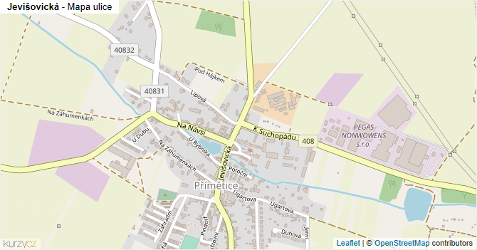 Jevišovická - mapa ulice