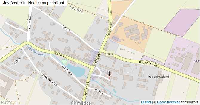 Jevišovická - mapa podnikání