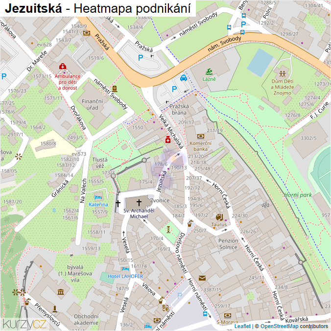 Mapa Jezuitská - Firmy v ulici.