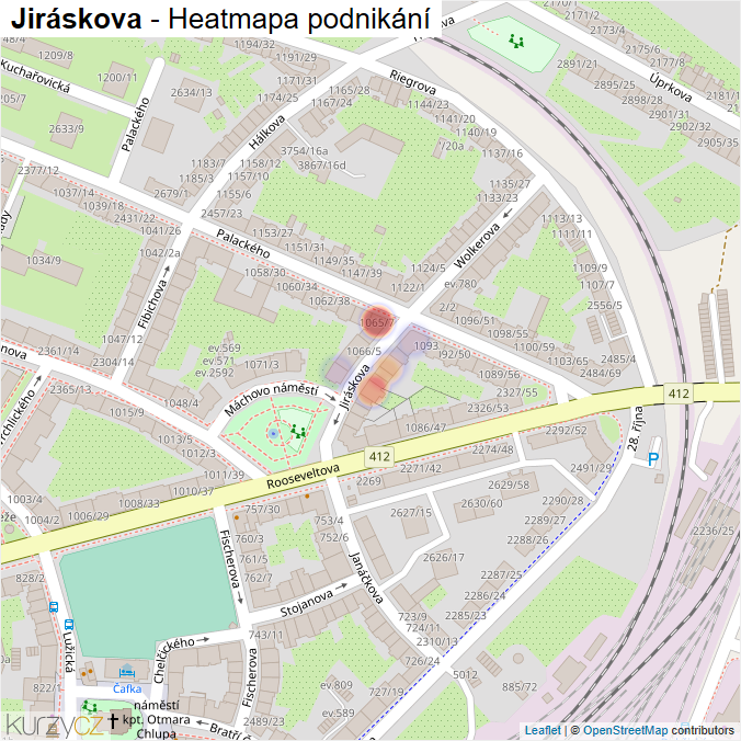Mapa Jiráskova - Firmy v ulici.