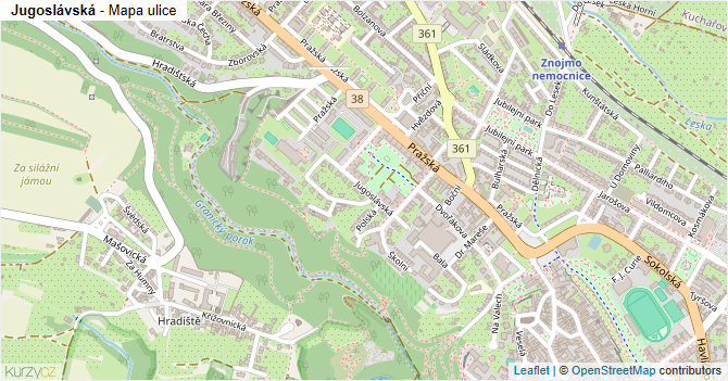 Jugoslávská - mapa ulice