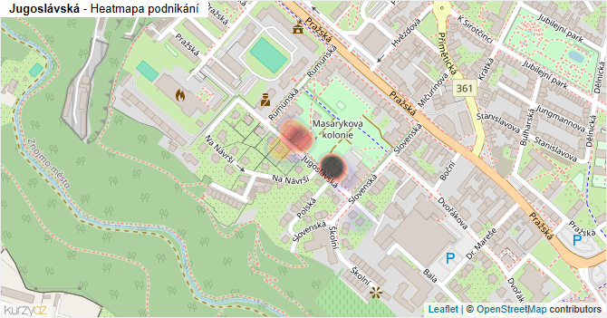 Jugoslávská - mapa podnikání