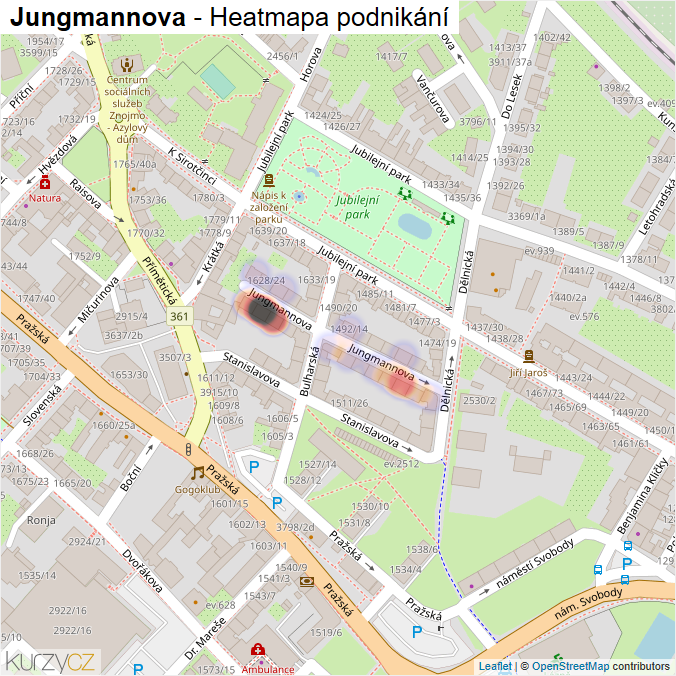 Mapa Jungmannova - Firmy v ulici.