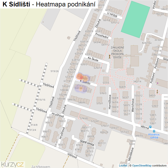 Mapa K Sídlišti - Firmy v ulici.