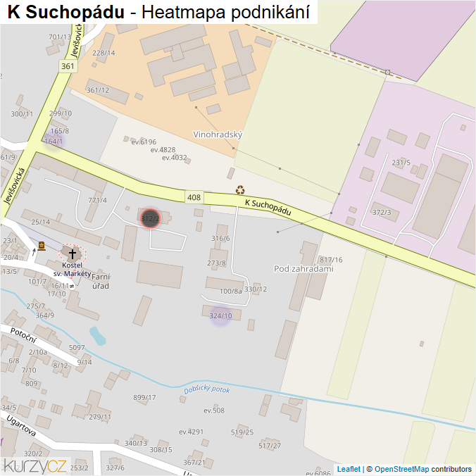 Mapa K Suchopádu - Firmy v ulici.