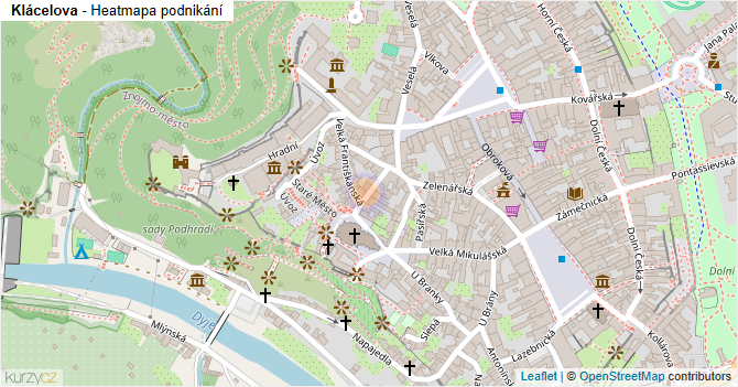 Klácelova - mapa podnikání