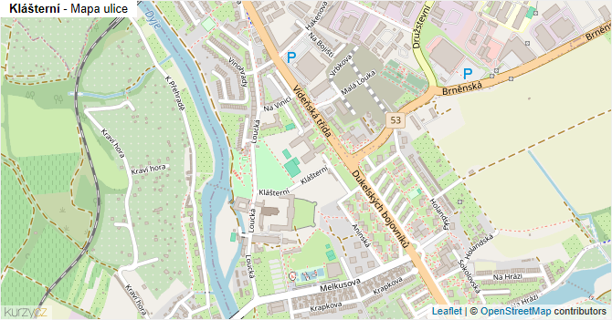Klášterní - mapa ulice
