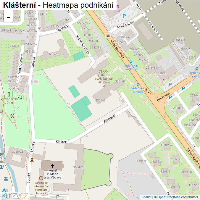 Mapa Klášterní - Firmy v ulici.