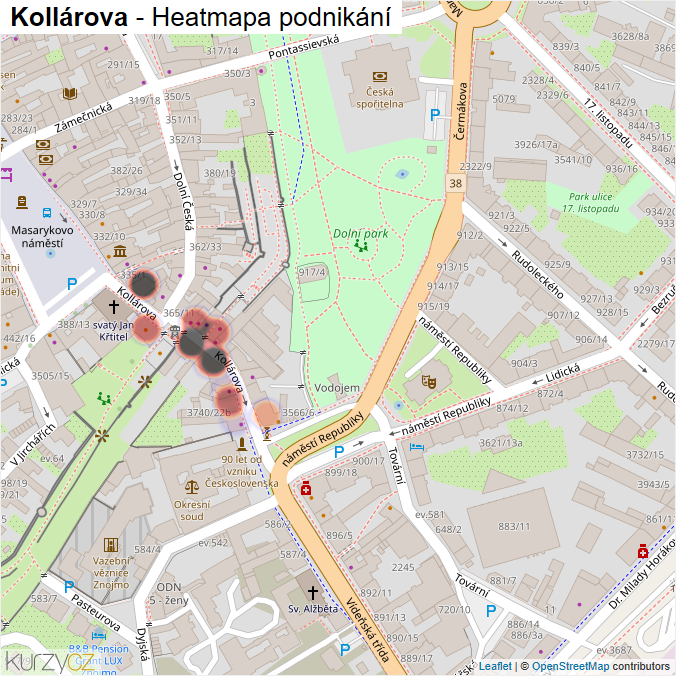 Mapa Kollárova - Firmy v ulici.