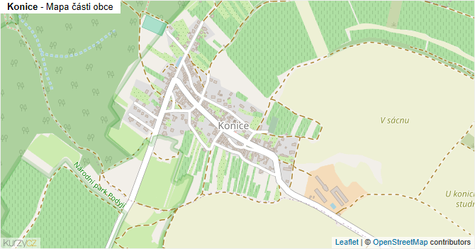 Konice - mapa části obce