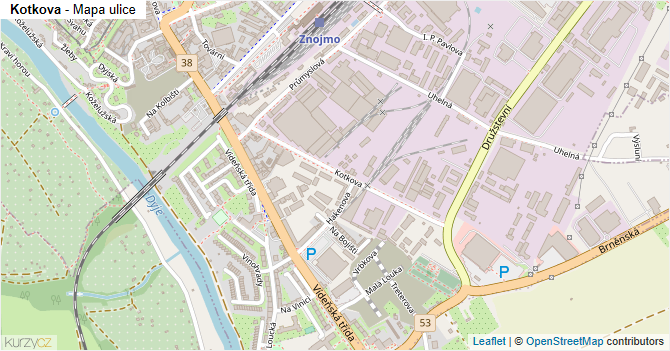 Kotkova - mapa ulice