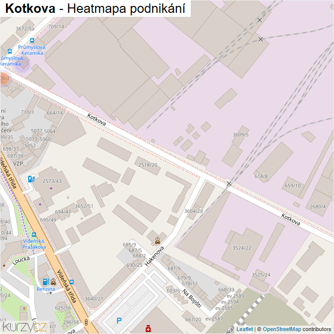 Mapa Kotkova - Firmy v ulici.