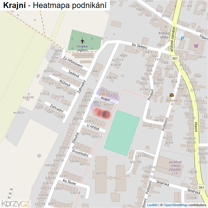 Mapa Krajní - Firmy v ulici.