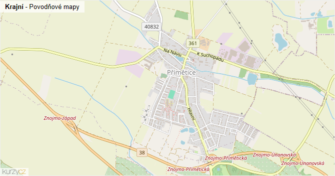 Krajní - záplavové mapy stoleté vody