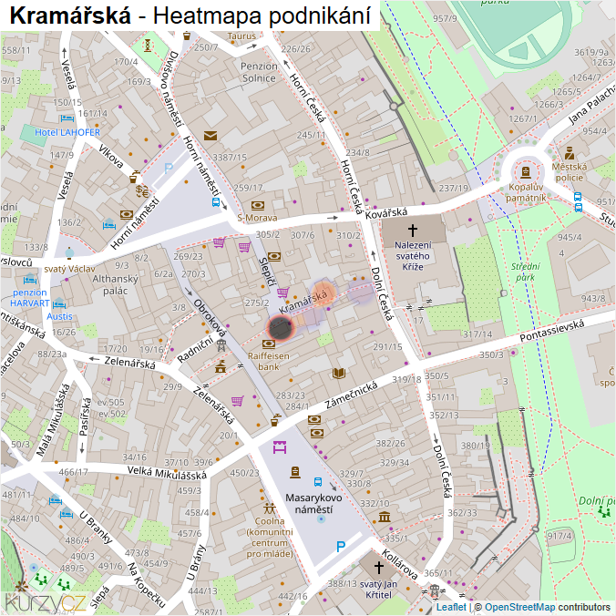 Mapa Kramářská - Firmy v ulici.