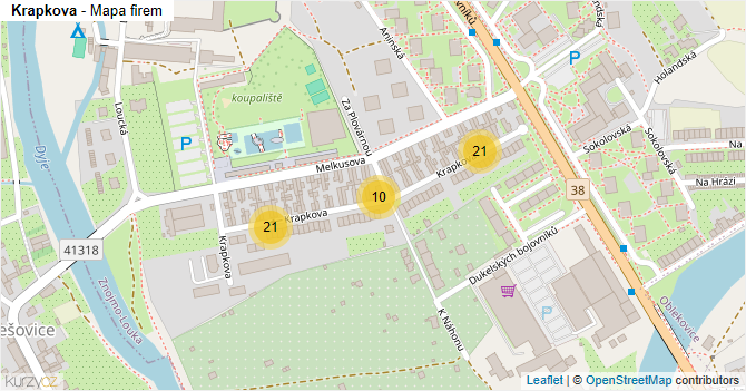 Krapkova - mapa firem