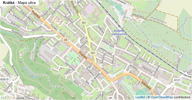 Krátká - mapa ulice