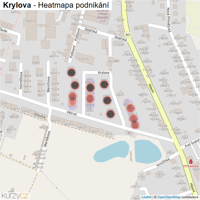Mapa Krylova - Firmy v ulici.
