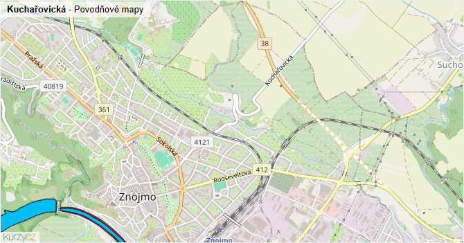 Kuchařovická - záplavové mapy stoleté vody