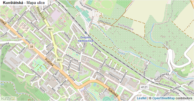 Kunštátská - mapa ulice