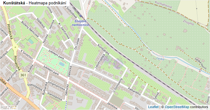 Kunštátská - mapa podnikání