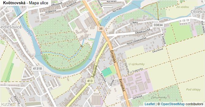 Květnovská - mapa ulice