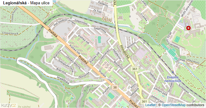 Legionářská - mapa ulice