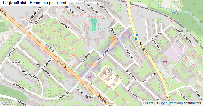 Legionářská - mapa podnikání