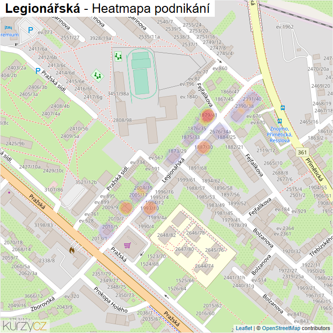 Mapa Legionářská - Firmy v ulici.
