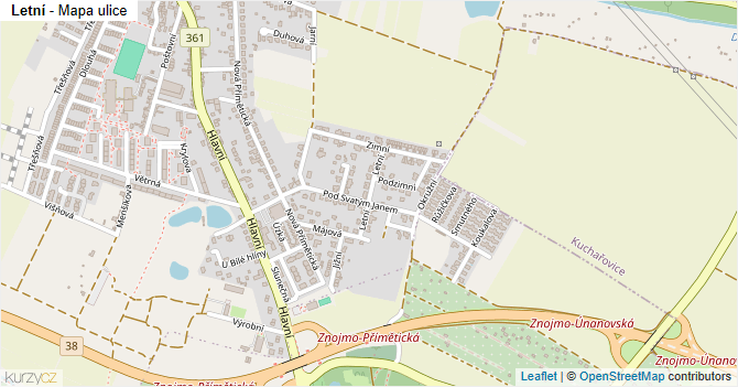 Letní - mapa ulice
