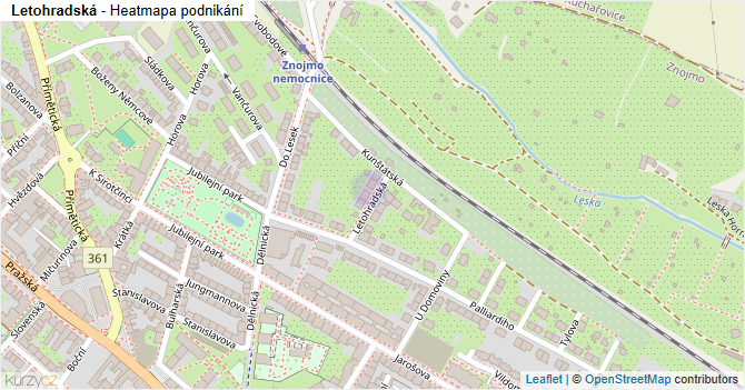 Letohradská - mapa podnikání