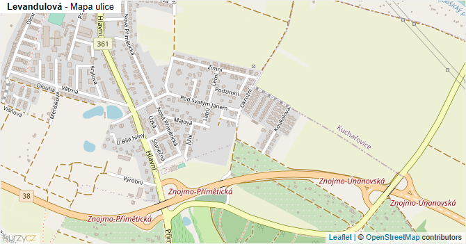 Levandulová - mapa ulice