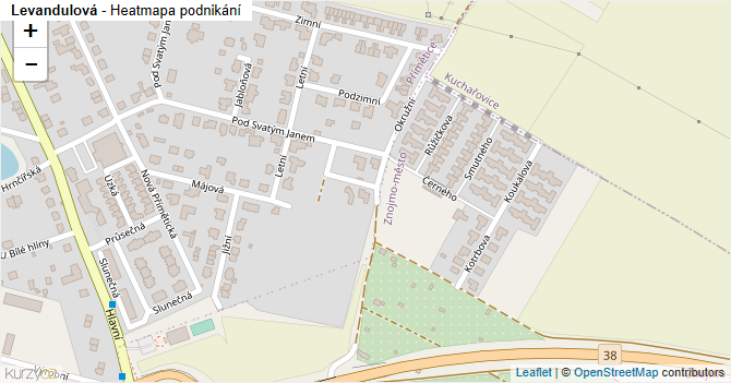 Levandulová - mapa podnikání